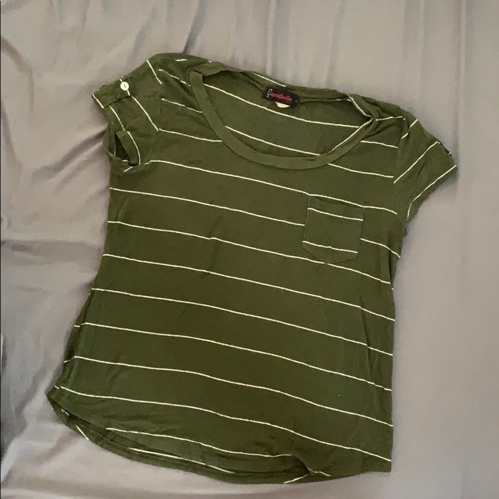 olive green striped shirt